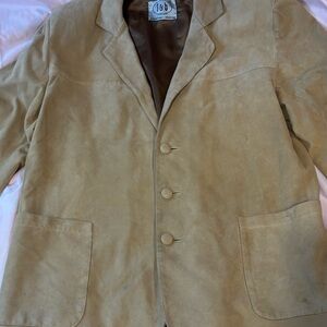 Vintage Leather Blazer Tan Oversized Minimalist Button Front Soft Argentina XL